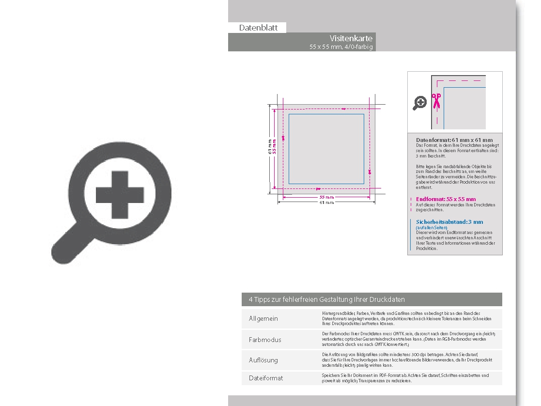 Product Bild visitenkarten_quadratisch_4_0_farbig_55_x_55_mm_(einseitiger_druck)__250g_silver-magic-chrom-karton
